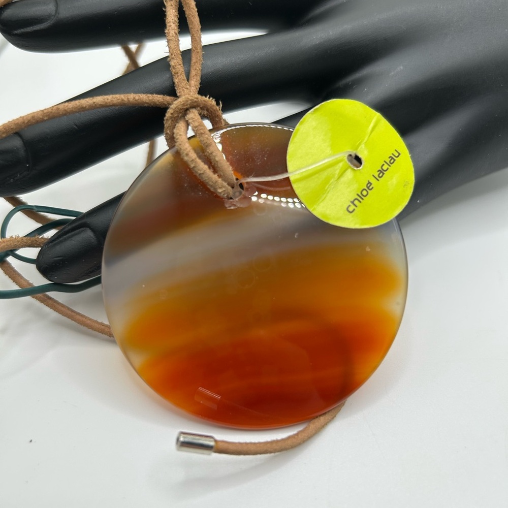 Chloe laclau Carnelian Disc on Leather Chord